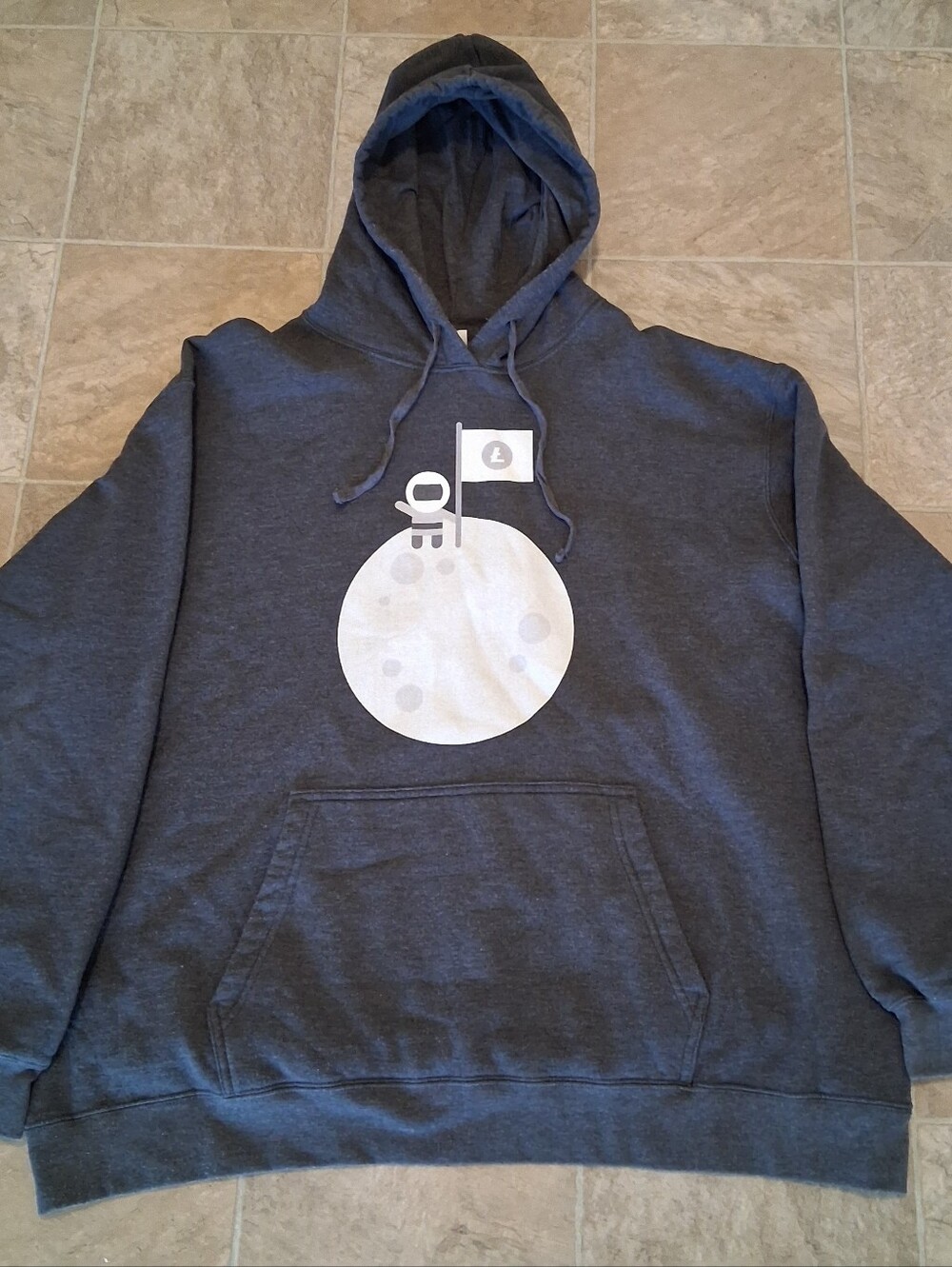 Port & Company Moon Astronaut Fleece Hoodie Mens Size XXL Pullover Gray
